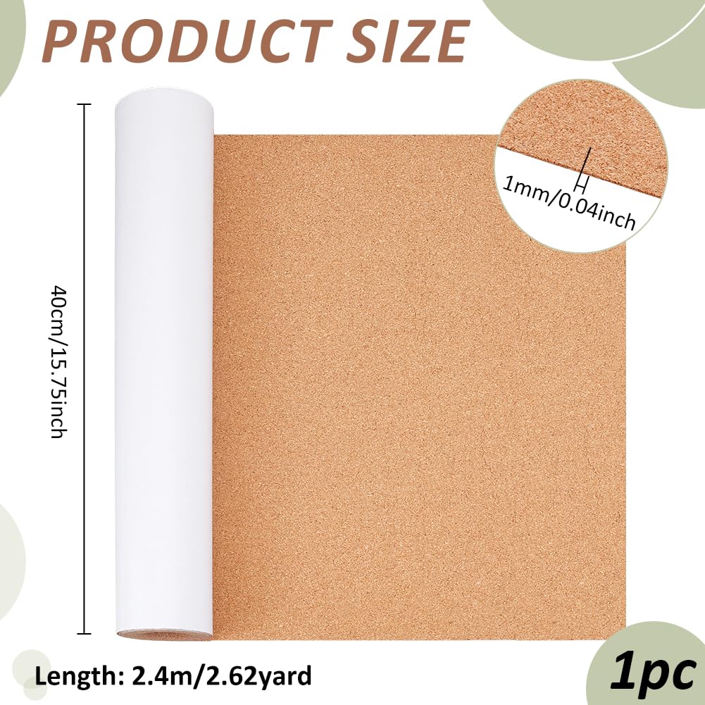 PH PandaHall Rollo de corcho autoadhesivo 1 mm 40 cm x 2,4 m para estanterías
