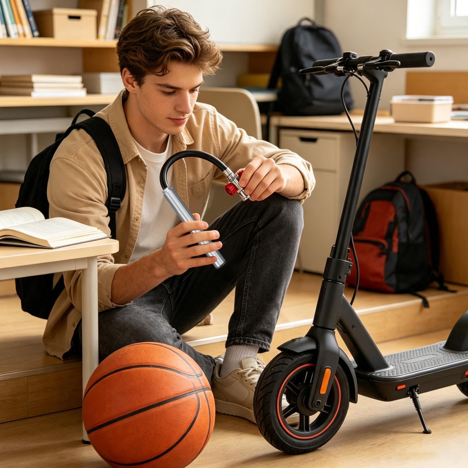 Pompa Per Bici Portatile Gonfiatore per bici e palloni in lega di alluminio