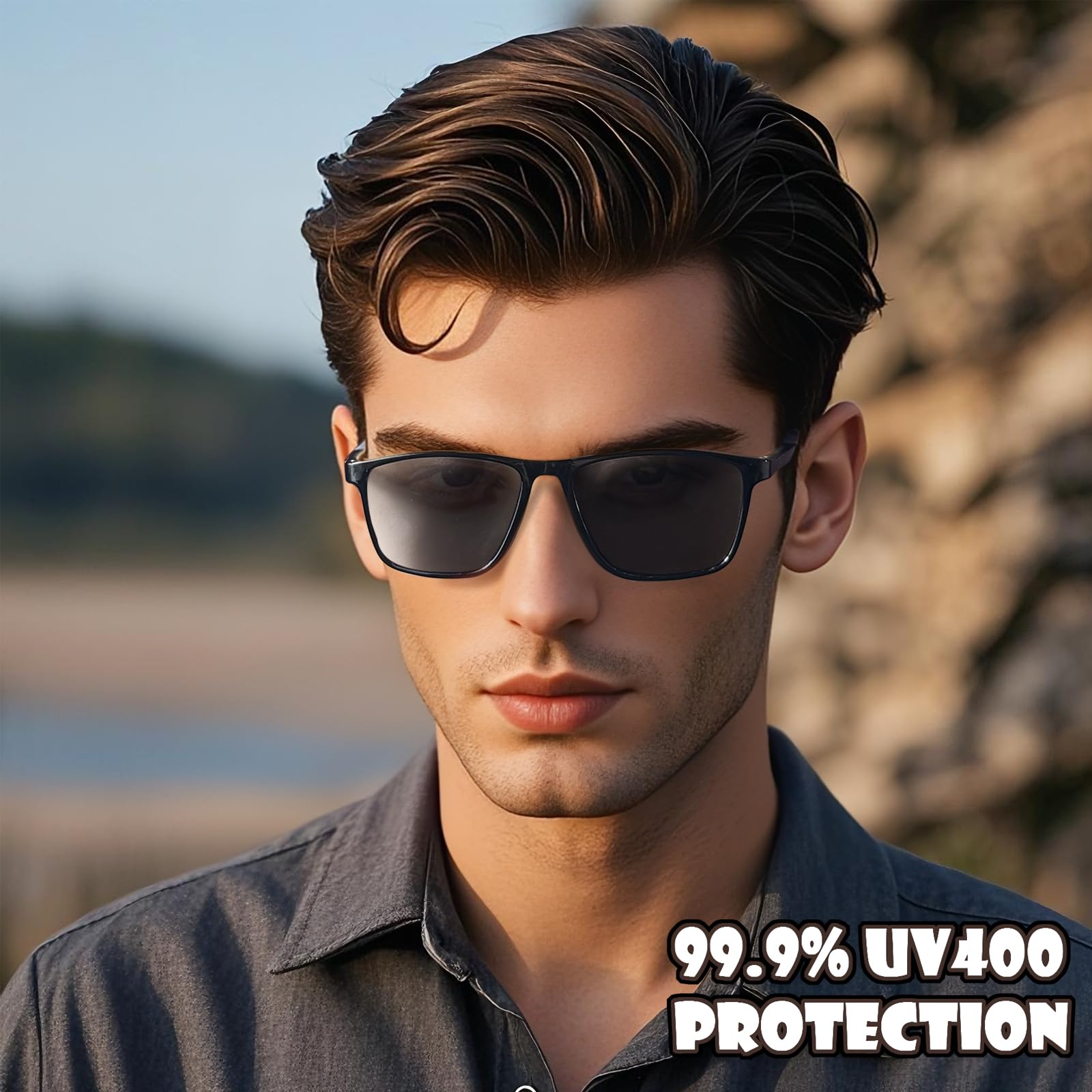 Paquete de 2 lentes de sol de lectura para hombres y mujeres, protección UV400, ligeros, para exteriores, lentes de sol de lectura, no bifocales