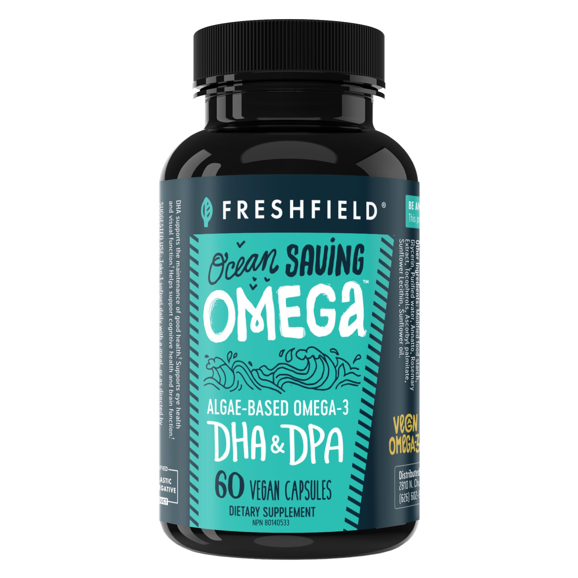Freshfield Naturals Ocean Saving Omega 3 - Fish Oil Replacement, You Don't Need Fish Oil You Need Omega 3, Algae Oil, DHA, DPA, Highest Levels of Plant Based DHA.