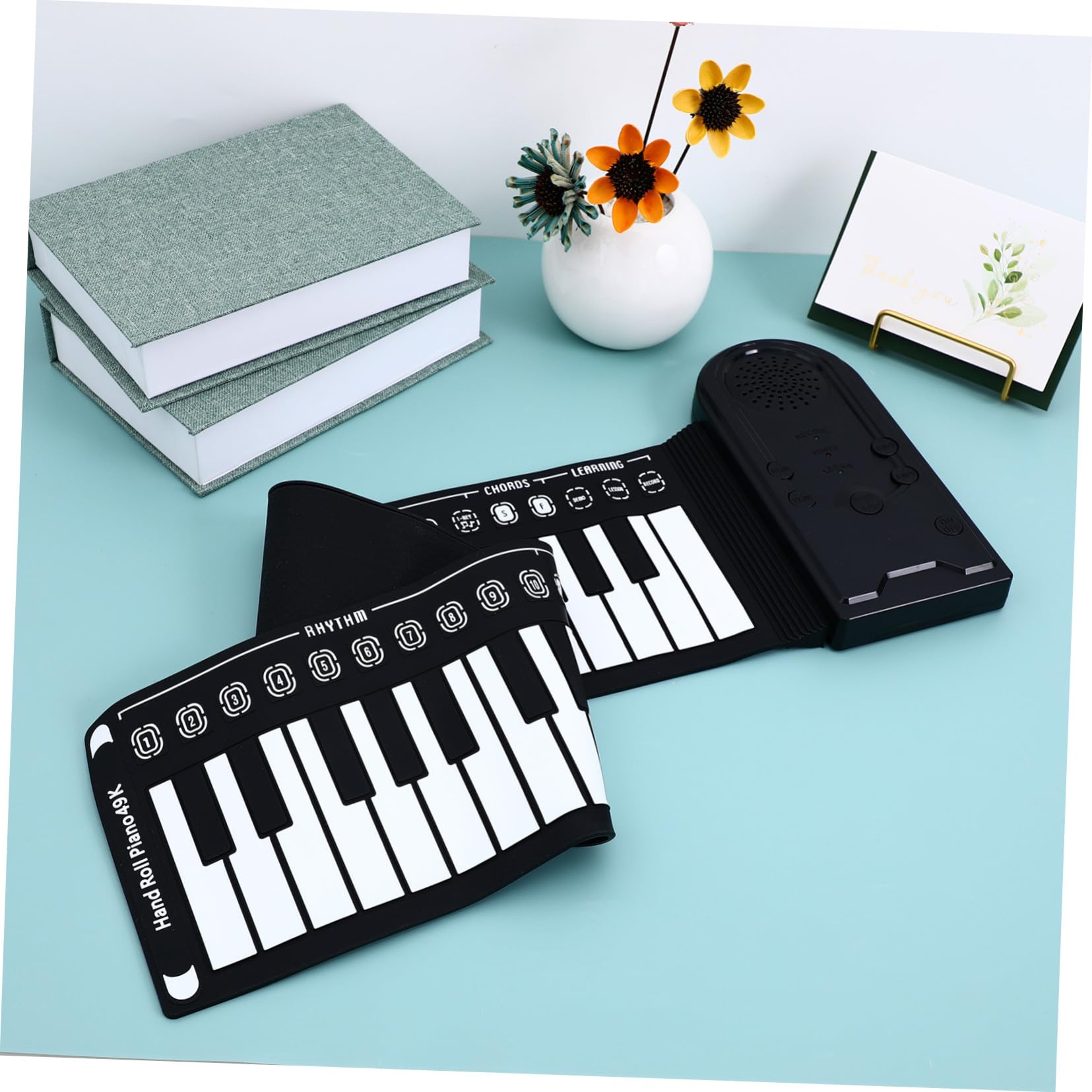 Mipcase Pianoforte Elettronico Pieghevole e Portatile con Volume Funzioni Registrazione e Ritmi Personalizzabili Tastiera Morbida per Principianti
