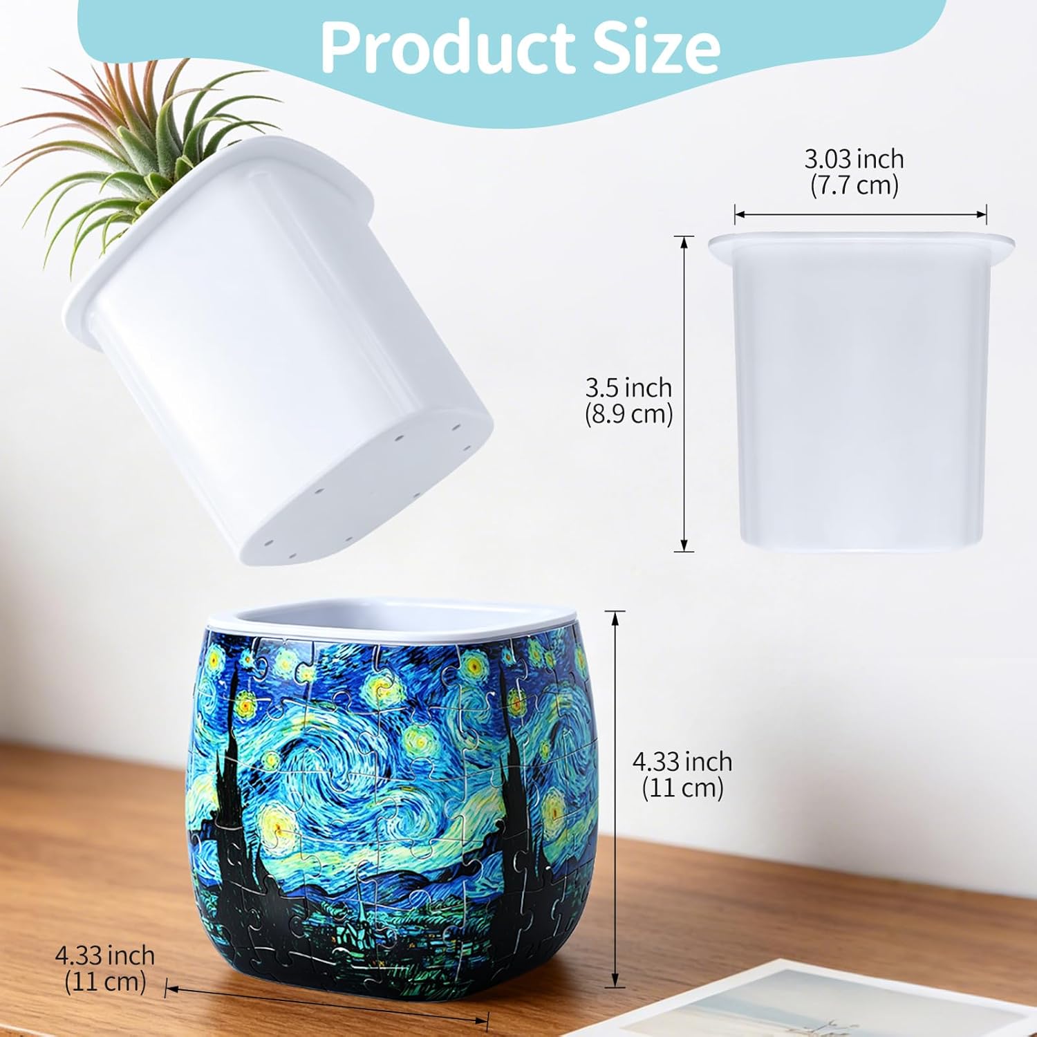 BELEEV 3D Puzzle Vase for Adults, 96-Piece Glue-Free Planter Pot with Drainage and Tray, Waterproof Flower Pot for Indoor Plant, Succulent, Cactus, Pen Holder, Home Decor Gifts for Mom(Starrysky)
