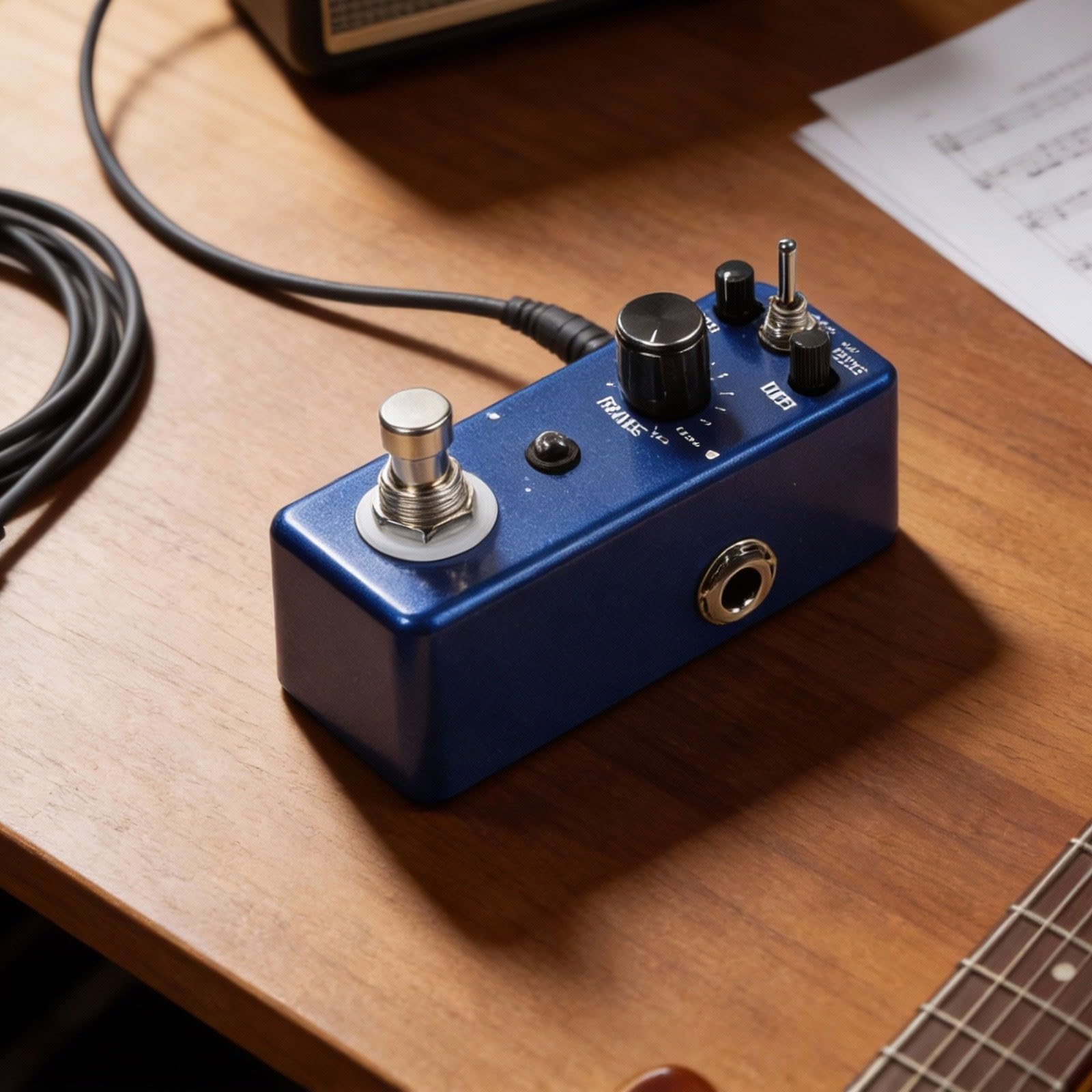 Pedale armonizzatore per chitarra Rowin LEF-3807 Digital Pitch Effect True Bypass Rich Harmonic Voice Blu