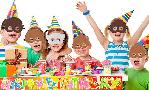 Miniatura 5 de NF 11 máscaras de fieltro para fiesta tropical, suministros de fiesta temática hawaiana, disfraz de cumpleaños para niños y niñas, Marrón