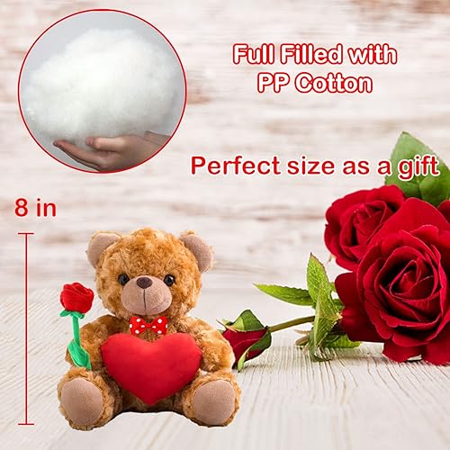 Miniatura 3 de Oso de peluche personalizado con foto y texto personalizado en el corazón, oso de peluche de San Valentín con lazo y rosa como regalo Im Sorry para