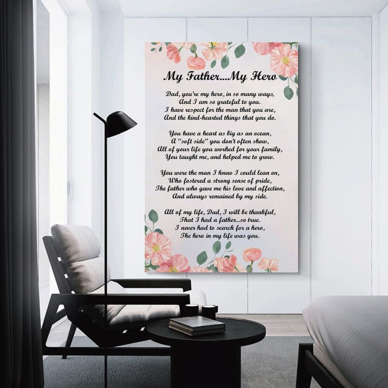 Junmoney My Fahter My Hero Wall Picture Print, 20x30inch(50x75cm), for Flats, Guest Rooms Or Compact Rooms, Decorative Canvas Decor for Home Updates