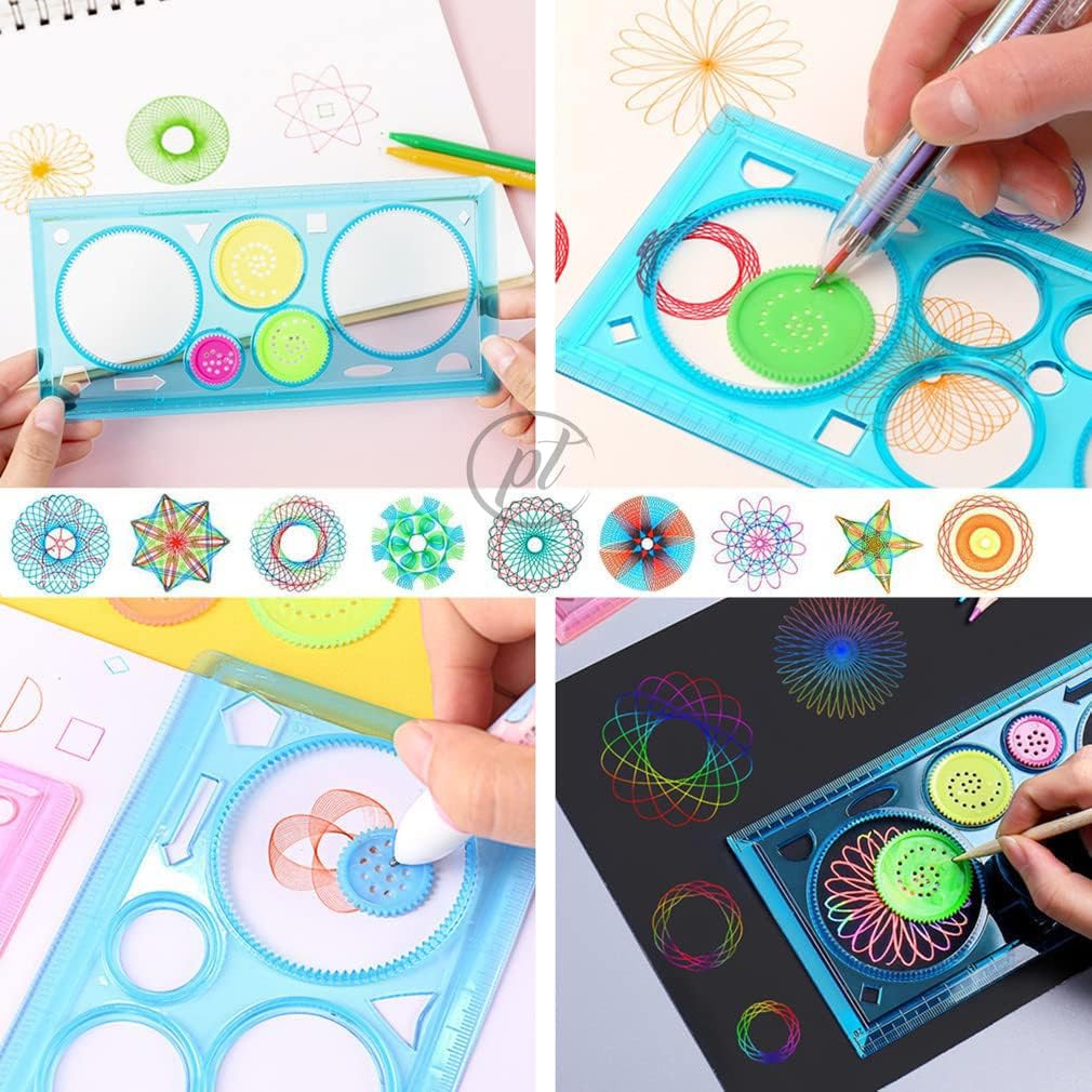 D Moto World DCW 3 Unicorn Spirograph Geometric Drawing Rulers with 10-in-1 Multicolor Pen – Kids Art & Stencil Combo for Creative Sketching, Mandala & Pattern Design 1