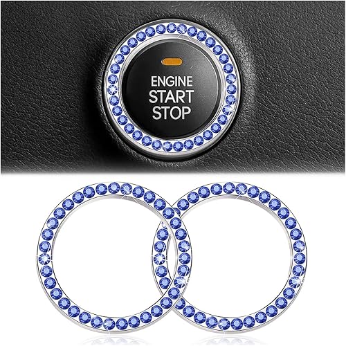Vista 34 de Calcomanías de anillo de arranque de motor con cristales de imitación brillantes, paquete de 2 cubiertas/adhesivos para botón de arranque