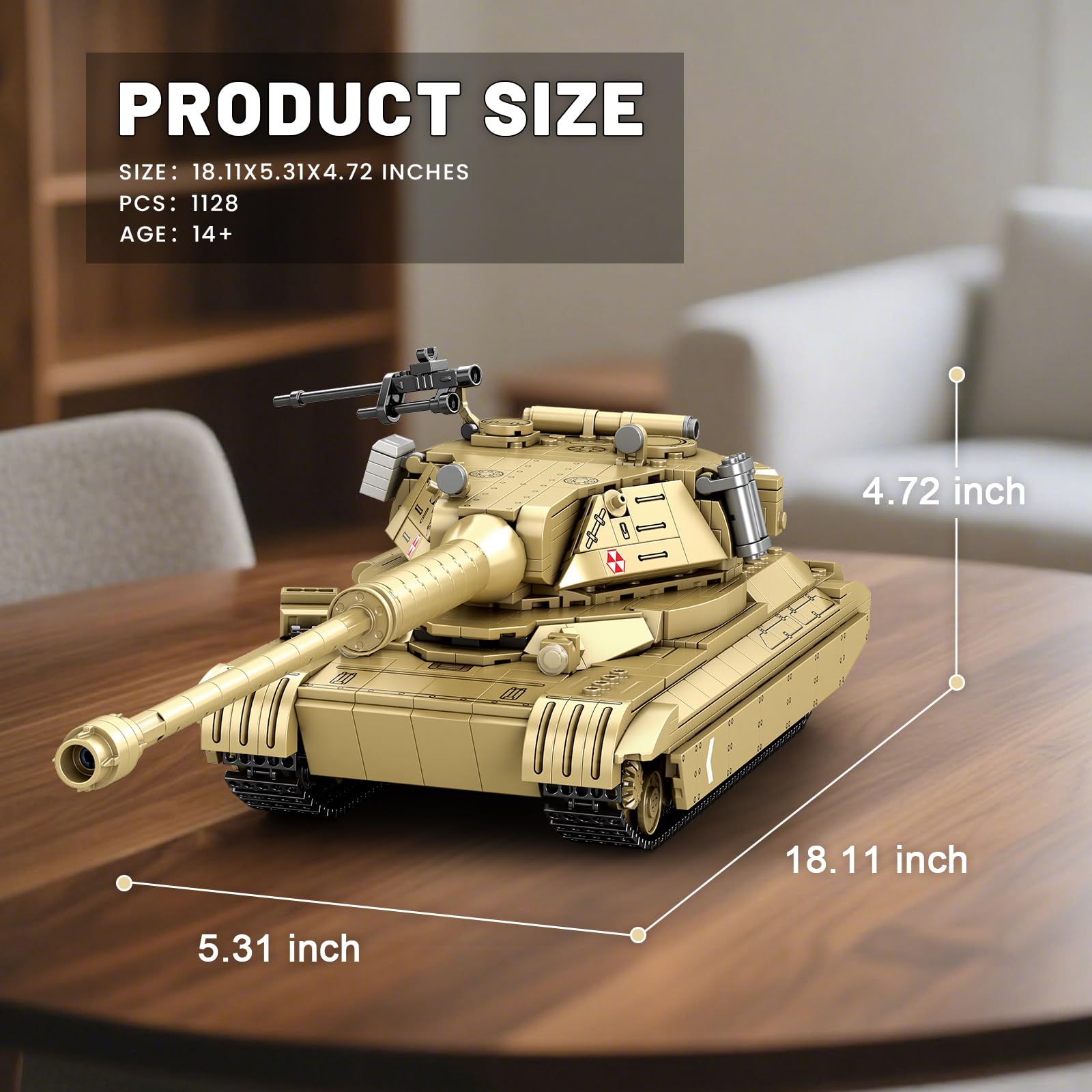 Reobrix 60TP Tank (77036) - Set da collezione con licenza ufficiale da 1128 pezzi, in scala 1:28, per appassionati di militari, adulti e ragazzi