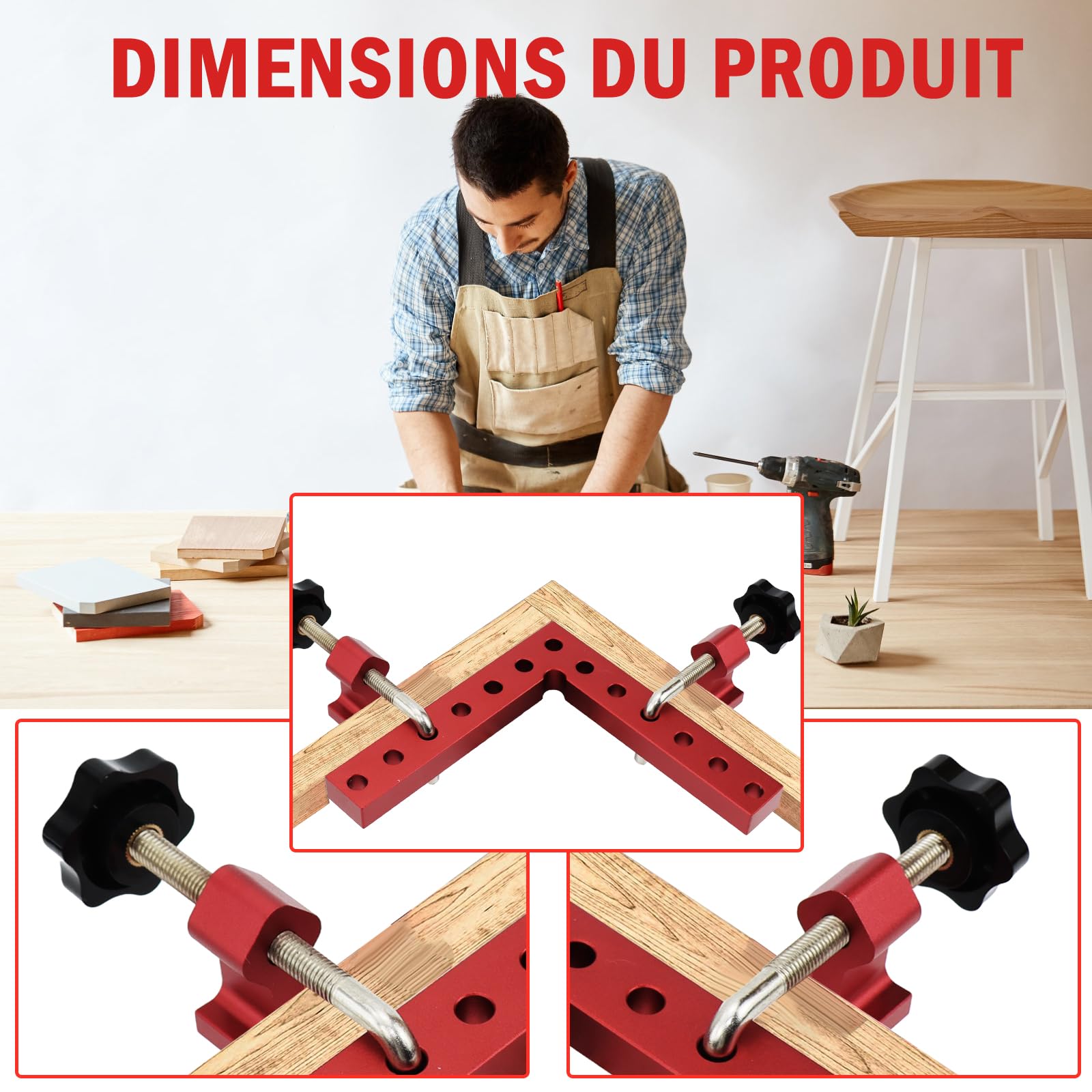 Pince à Angle Droit à 90 Degrés, 4PCS Bloc de Positionnement