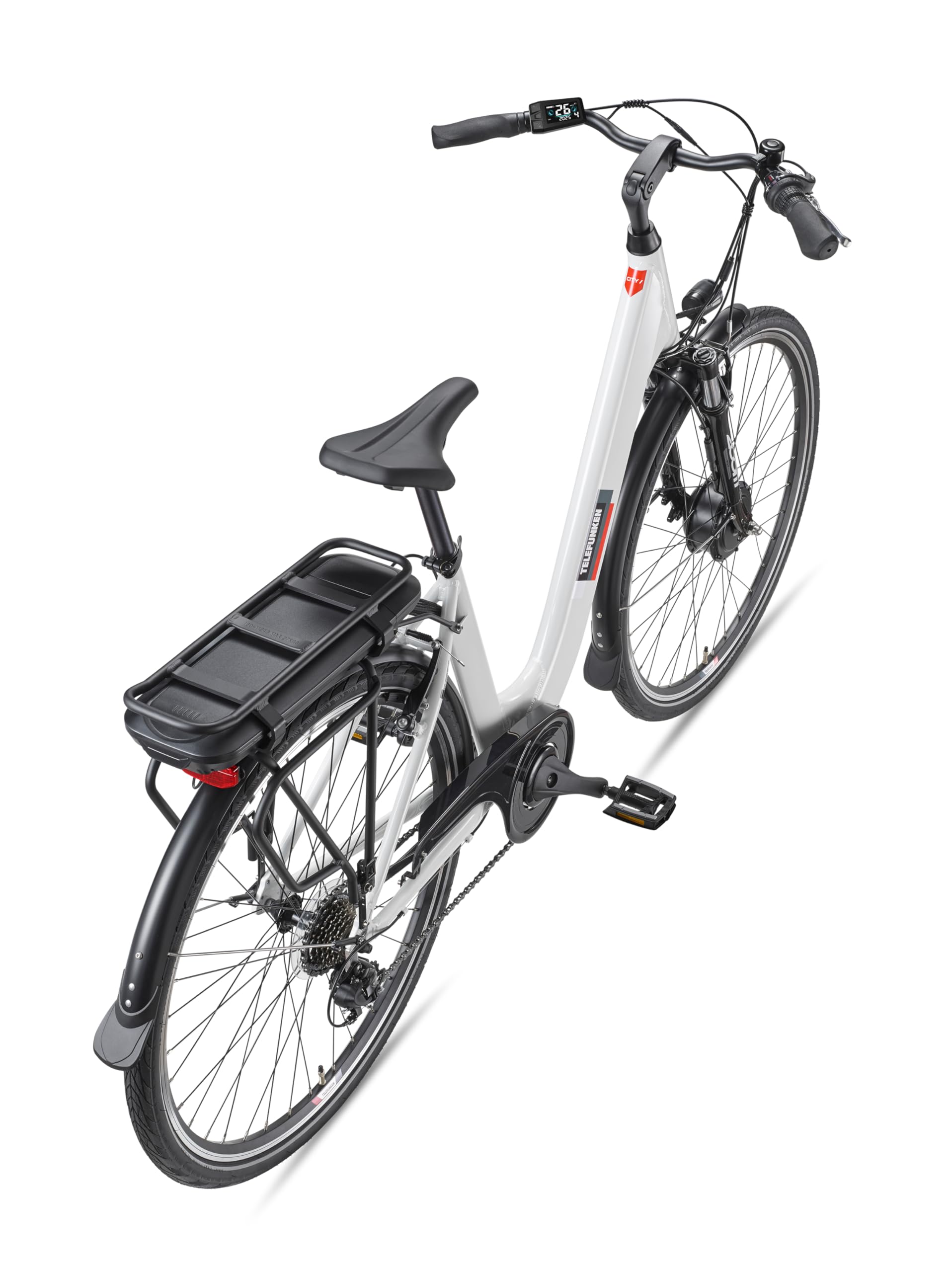 TELEFUNKEN E-Bike Damen 28 Zoll | Elektrofahrrad Frontmotor | 7-Gang Shimano Kettenschaltung | V-Bremsen - Pedelec Citybike | RC826 Multitalent | inkl. Panzerkabelschloss