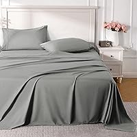 ROSE&RISY Light Grey Full Sheet Set 4 Piece - Soft Breathable Cooling Bed Sheets Deep Pocket Full Size