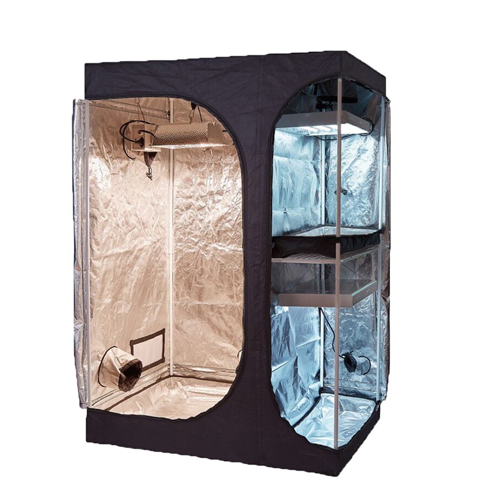 TopoGrow 2-in-1 Indoor Grow Tent 48"X36"X72" 600D High-Reflective W/2-Tiered for Lodge Propagation and Flower Plant Growing Hydroponic Growing System