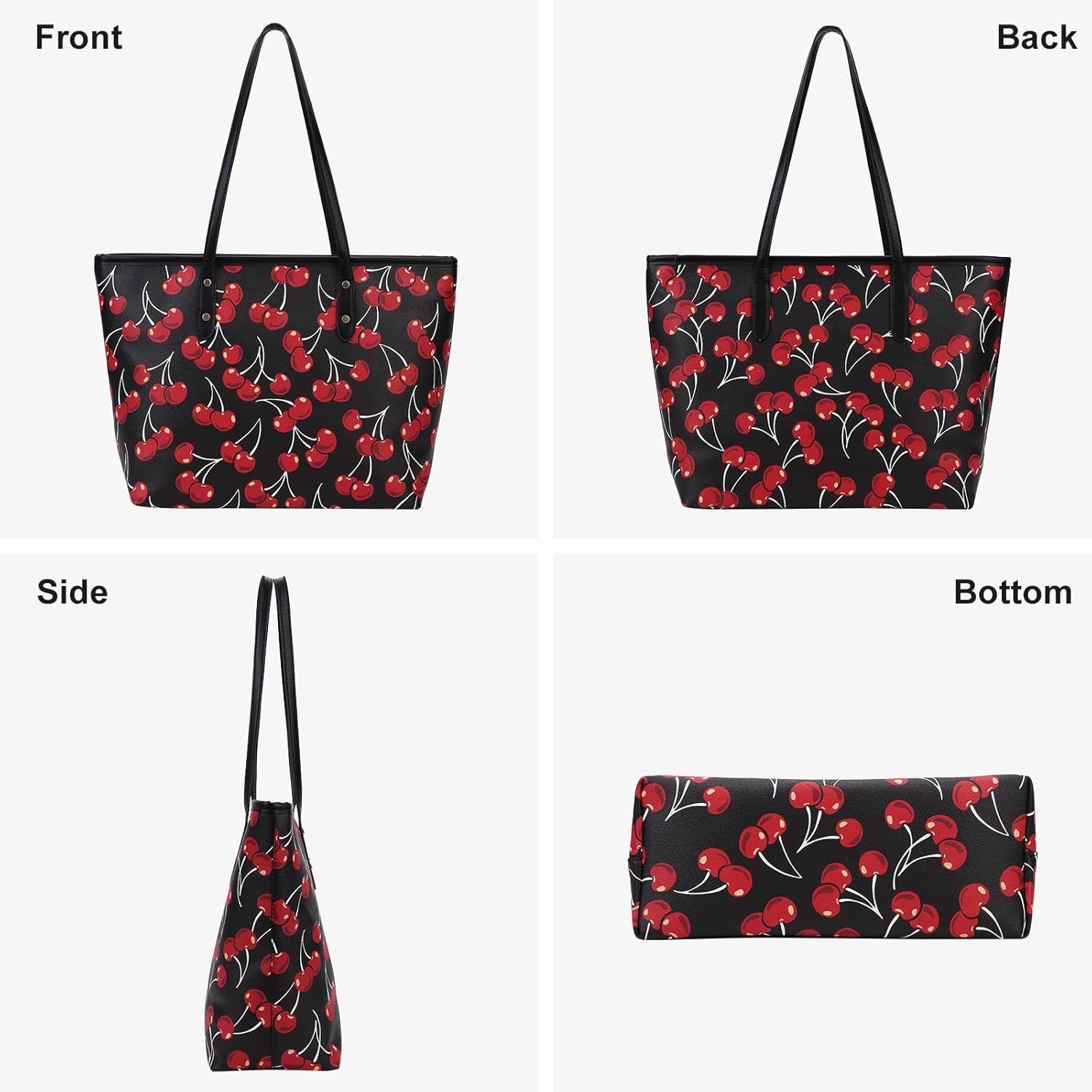 Cherry Tote Bag for Women Bow Shoulder Tote Handbag Faux Leather Top Handle Bag for Work/Travel 2025 - Image 8