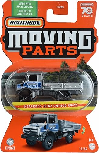 Matchbox Mercedes Benz Unimog U5023, Piezas móviles 1354 PlateadoAzul