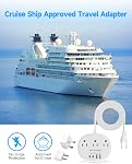 Adaptateur de prise de voyage Europe/Royaume-Uni/États-Unis USB C, 3 AC Sorties 4 USB Ports (4.8A/24W) Barre de puissance universelle pour les voyages EU Espagne UK Irlande US Canada, 3Ft