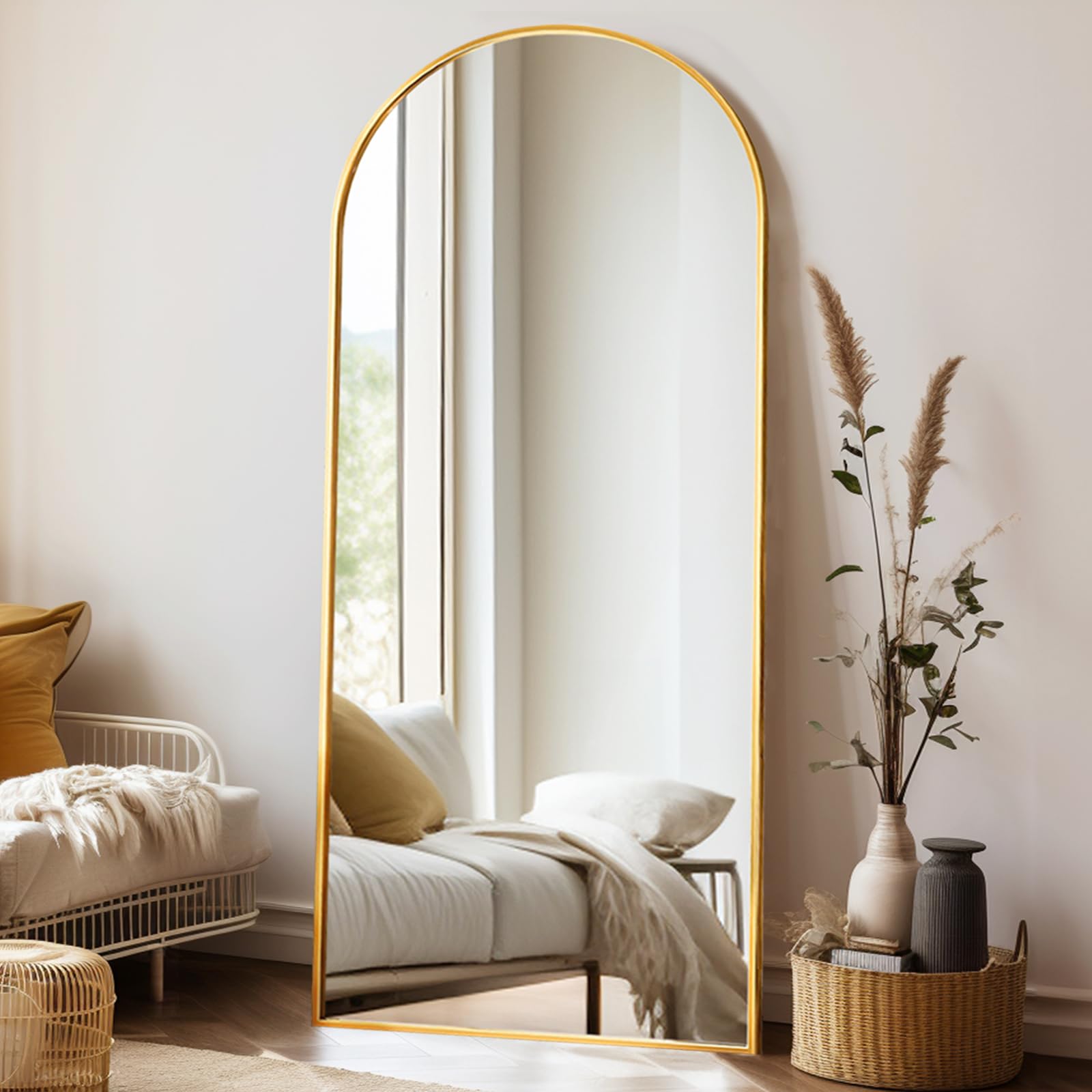 Photo 1 of Rowjut Arched Full Length Mirror 71"x30" Gold