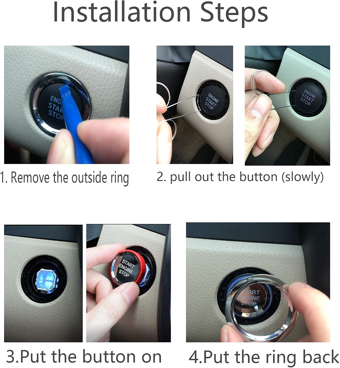 Lanyun Engine Start Stop Push Button Switch Replacement for Tacoma Corolla Tundra Camry 4runner Highlander Prius fj Cruiser rav4 Avalon Accessories Original car smart Start Button