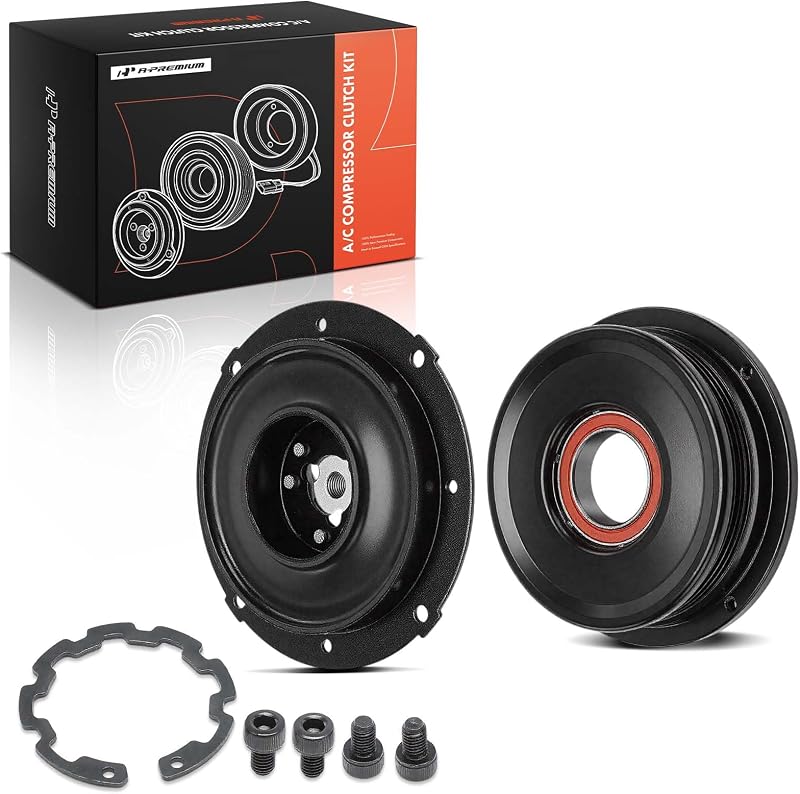A-Premium Air Conditioner AC Compressor Clutch Pulley and Front Plate | Compatible with Toyota Camry 2009 2.4L, Camry 2010 2011 2.5L, with 4-Groove Pulley