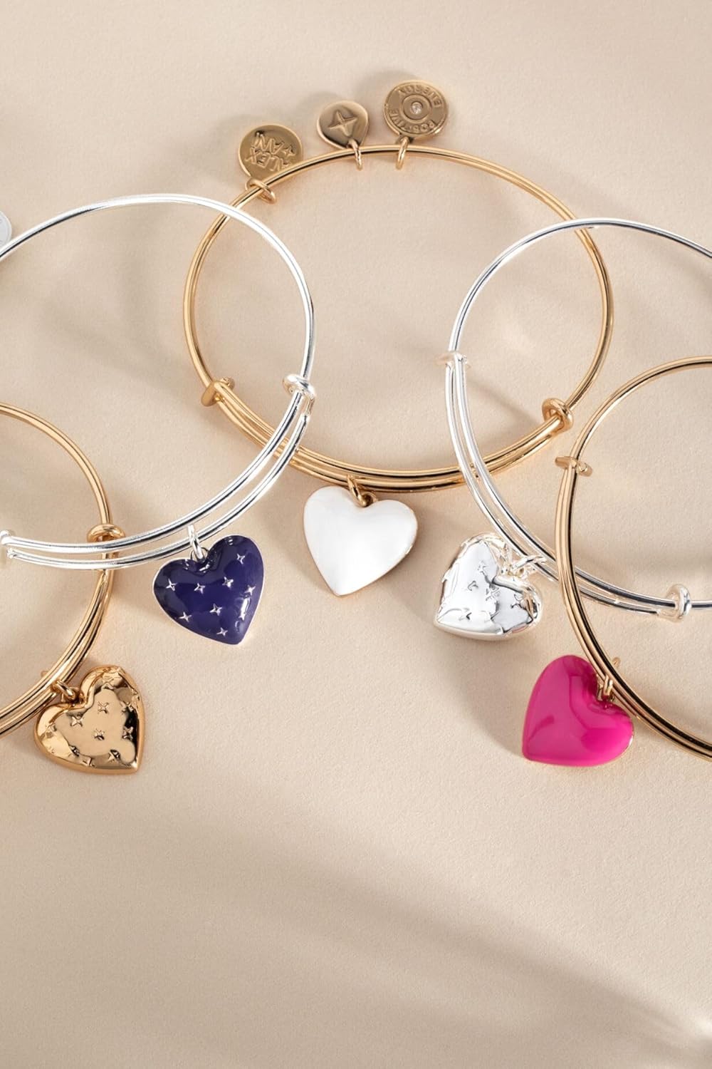 Alex and Ani Silver Metal Heart Charm Bangle - Image 2