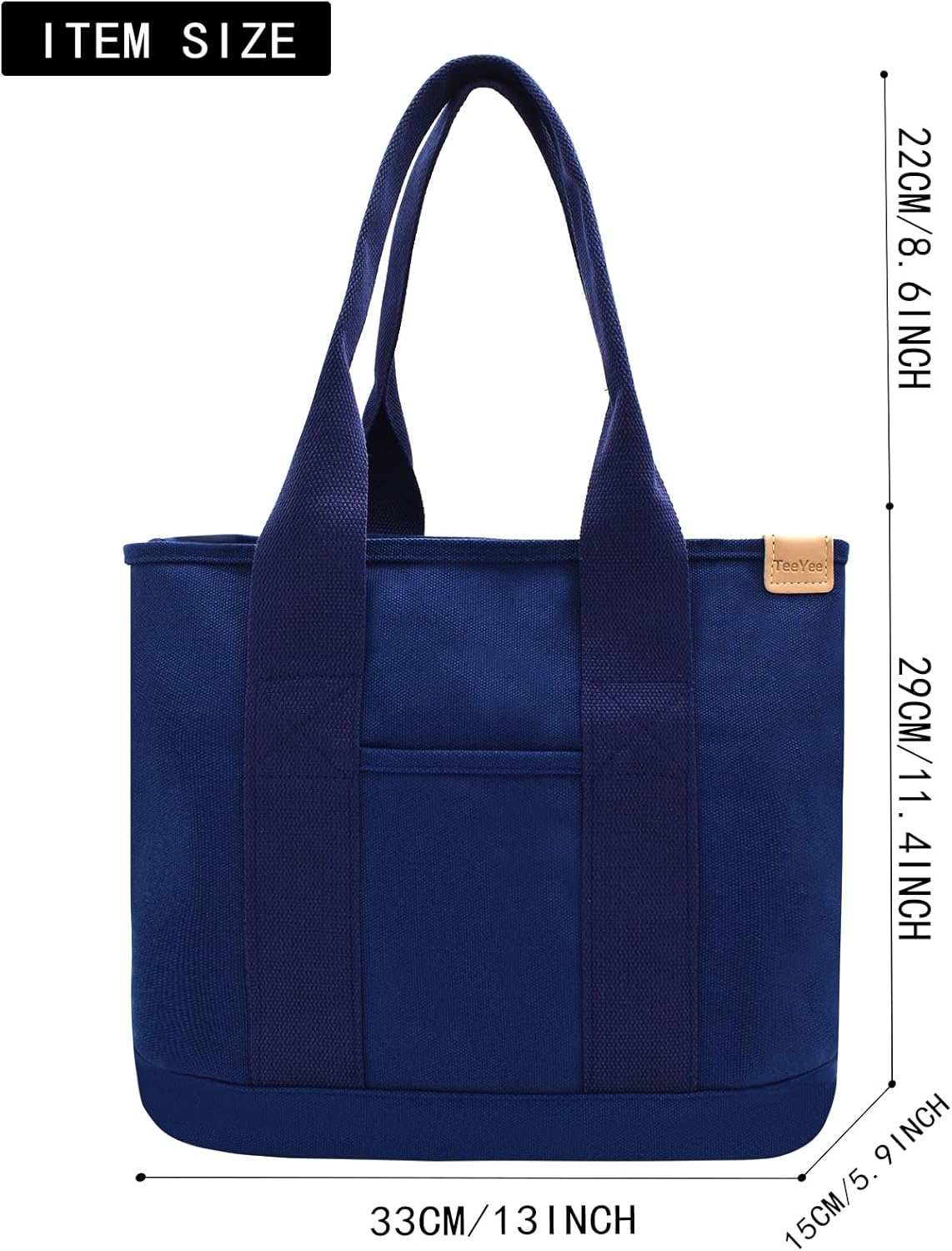 TeeYee 16oz Canvas Tote Bag Casual Multi pockets Handbags Large Capacity Shopping Shoulder Bag with Pocket Bags Work Purses | Shopper bag, Zipper pockets, Unsex design, Organized slots