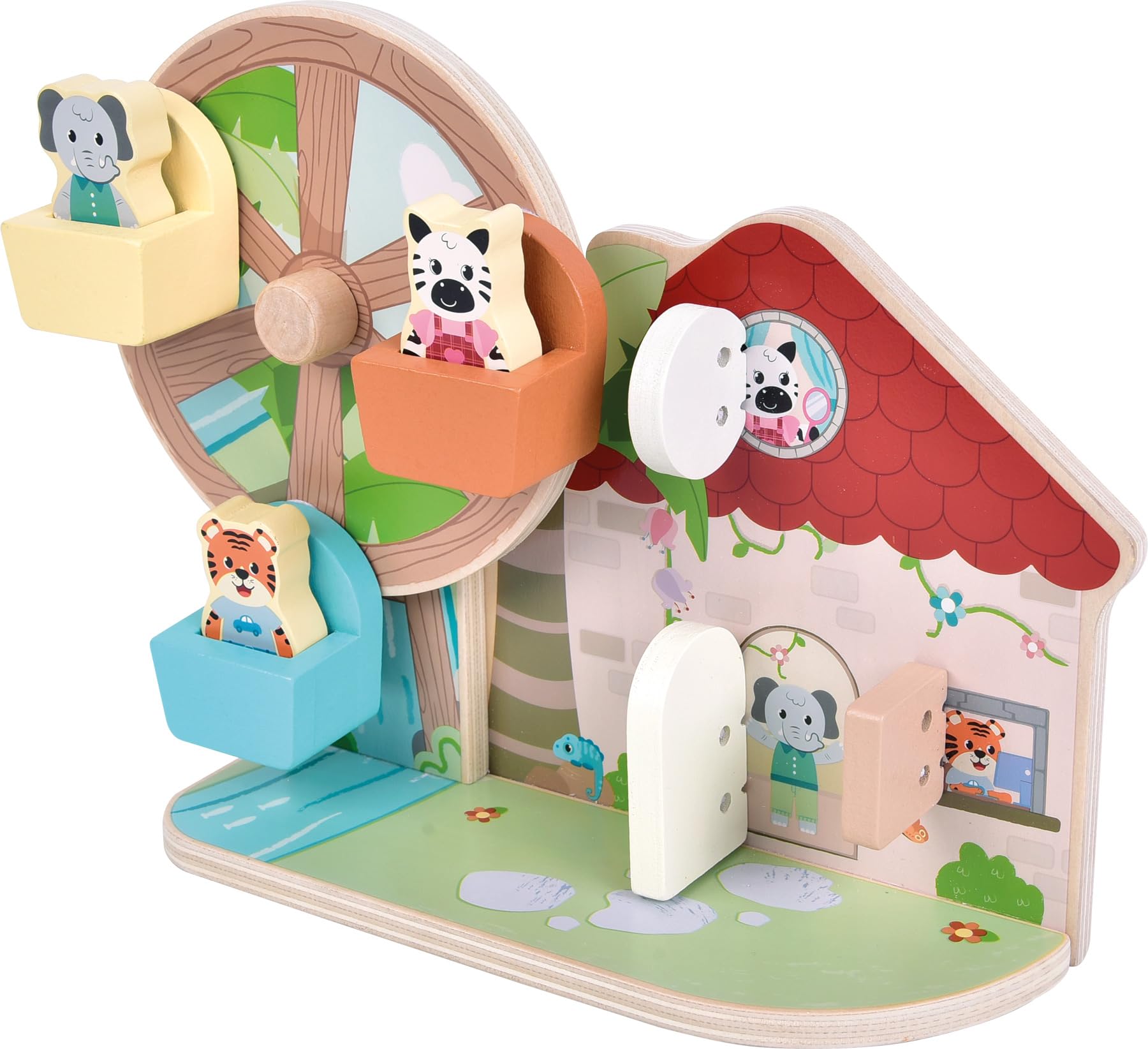 Small Foot Juguete de motricidad Noria Jungle Friends, FSC® 100%, con Figuras de Animales, Desde 12 Meses, 12764