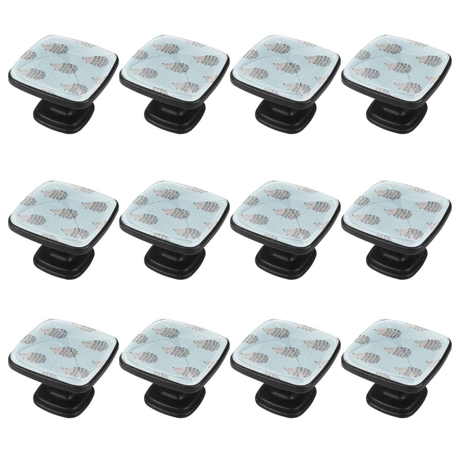 Boutons de tiroir en verre avec motif hérisson pour meuble chic x12