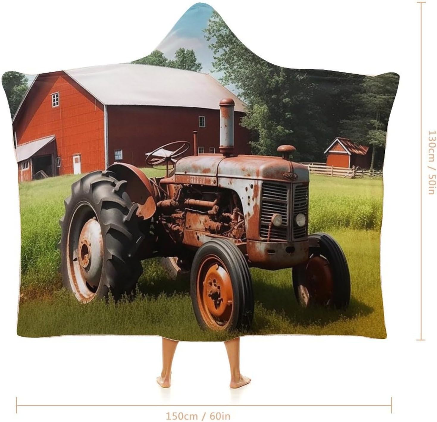 Company Farm Tractor Wearable Fleece Blanket with Hood for Men & Women Oversized Hoodie Blanket Soft Cozy Gift-