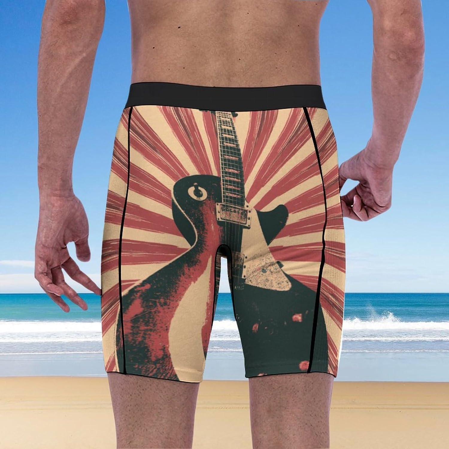 Vintage Guitar Soft Breathable Men Athletic Underwear Stretch Quick Dry Sport Boxer Briefs for Daily Workout Gym Wear