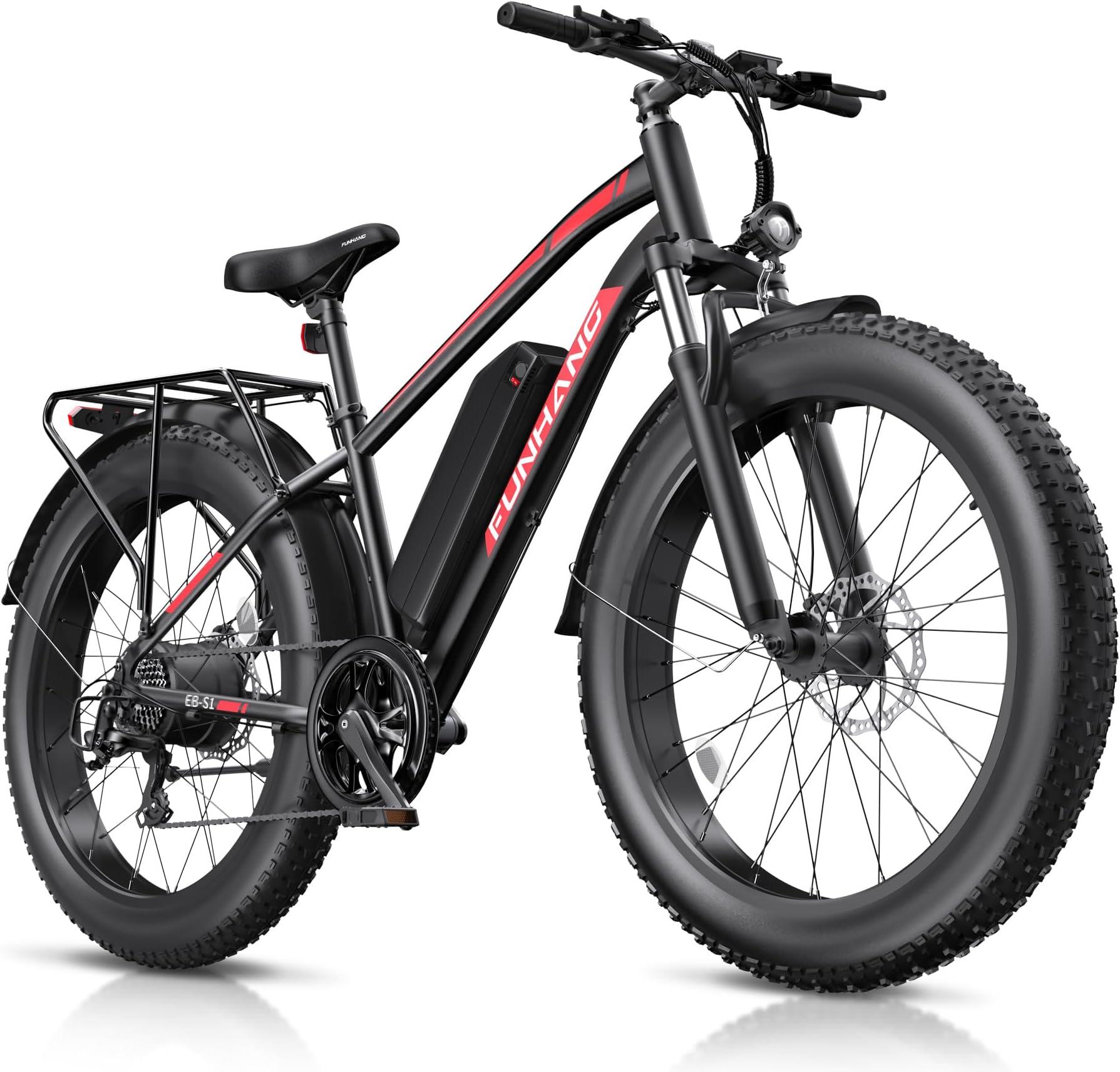 Electric Bike for Adults, 1000W Peak Ebike, 25MPH 60Miles Electric Mountain Bike, 26" Fat Tire Electric Bicycle with 48V 13AH Battery, Front Suspension,7 Speed, Rear Rack, UL 2849 Certified