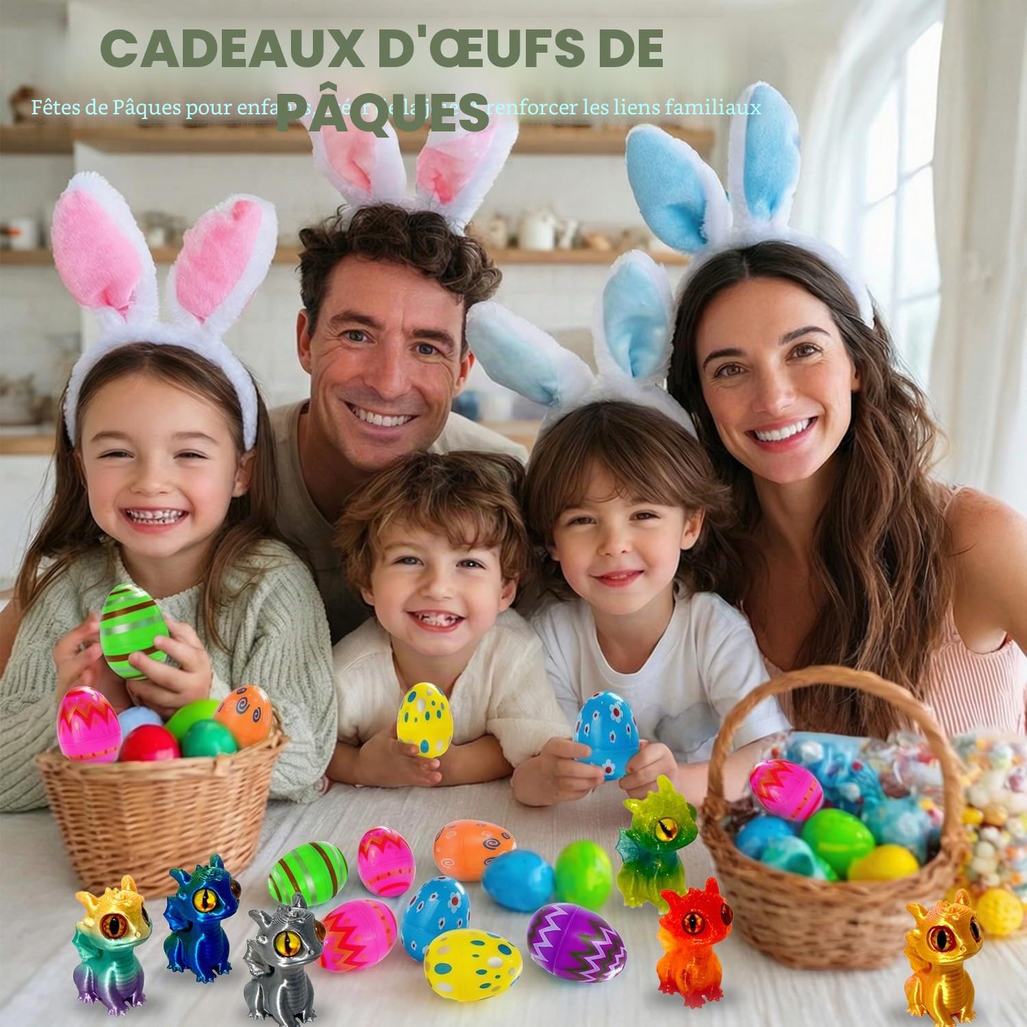 Œufs de Pâques avec Dragons 3D – Lot de 12 Œufs Réutilisables Préremplis, Figurines Dragon Colorées pour Enfants, Chasse aux Œufs & Cadeaux de Fête