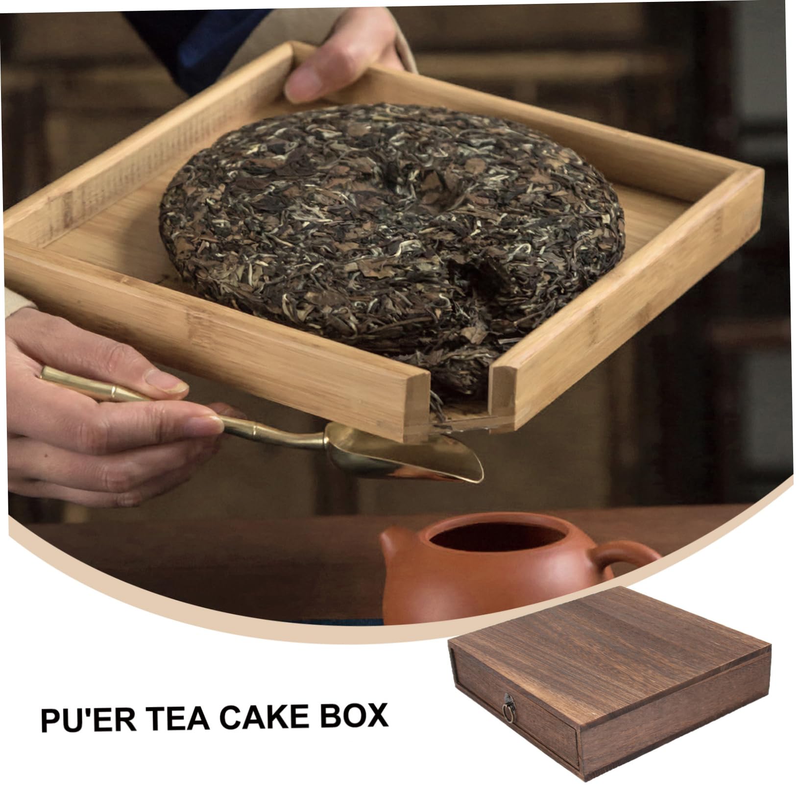 SHOWERORO Caja para Guardar Pasteles de Té Vintage de Madera Marrón