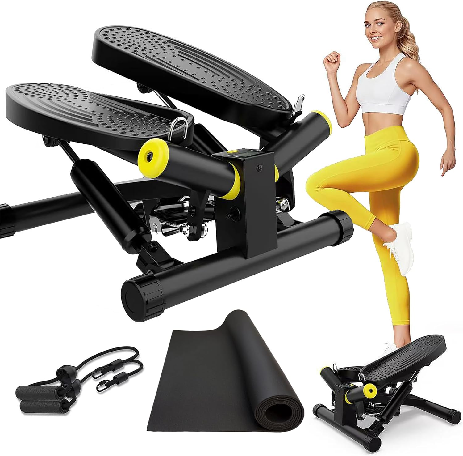 ZIWWVY- Mini Twist Stepper, Stepper Machine with 330LBS Weight Capacity, Mini Stepper for Full Body Workout, Adjustable Step Height, Smooth and Quiet, Step Machine for Men Women