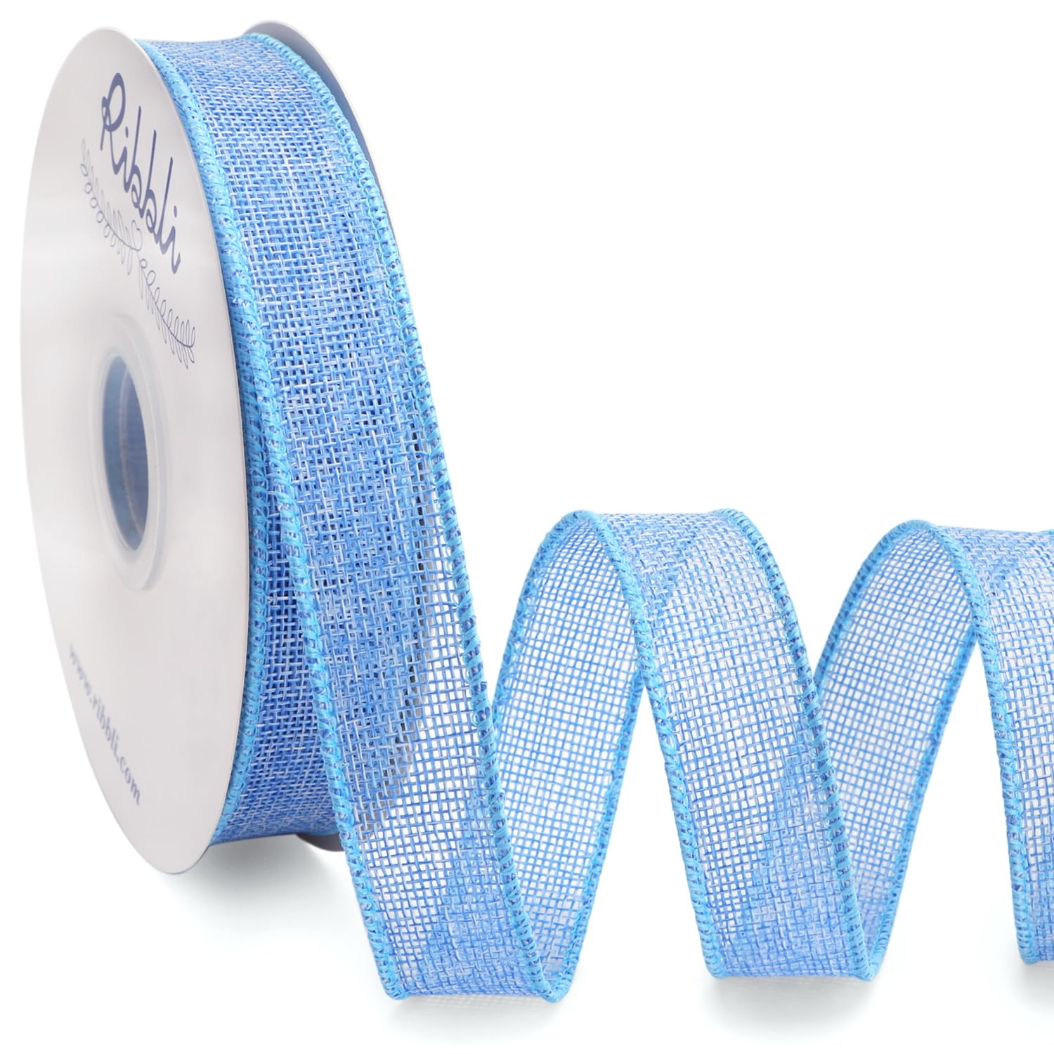 Snapklik.com : Baby Blue Burlap Wired Ribbon, 1 Inch X Continuous 20 ...