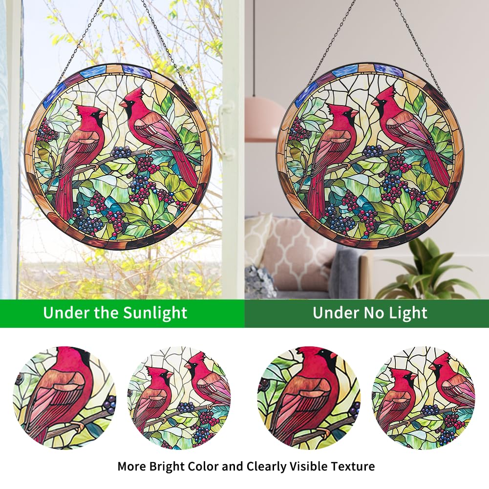 Kardinal Buntglas Fensterbehang 20 Cm - Roter Vogel Als Sonnenfänger & Deko