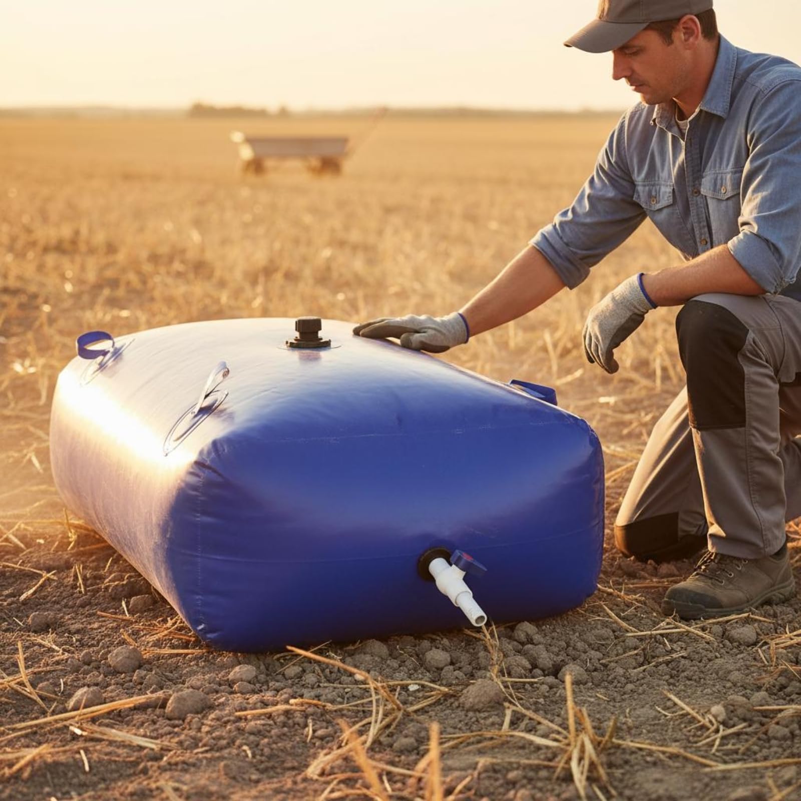 Gralara Depósito de Agua Plegable Bolsa de Agua Tanque Blando Contenedor Flexible Bidón Portátil y Salida Inferior PVC con Asas Apto para Camping Viajes en Coche Jardín, 400L