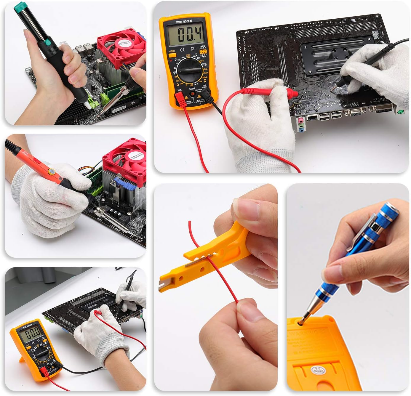 Soldering Iron Kit for Electronics, Yome 19-in-1 60w Adjustable Temperature Soldering Iron with ON/OFF Switch, Digital Multimeter, 5pcs Soldering Iron Tips, Desoldering Pump, Screwdriver, Stand