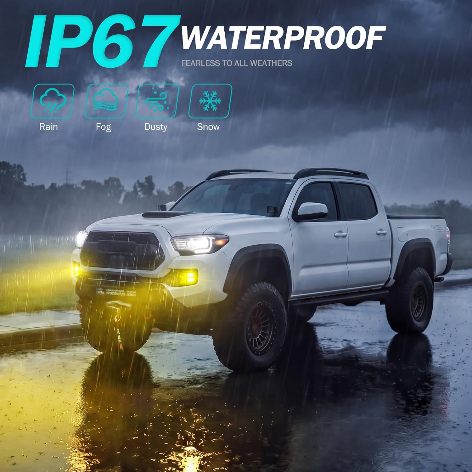 Fog Lights for 2016-2023 Tacoma, Only for Vehicles with OE Factory Fog Lamps, Yellow Lens Fog Light Excludes TRD Sport Access Cab - IP67 Waterproof, DOT & SAE, Driver and Passenger Side