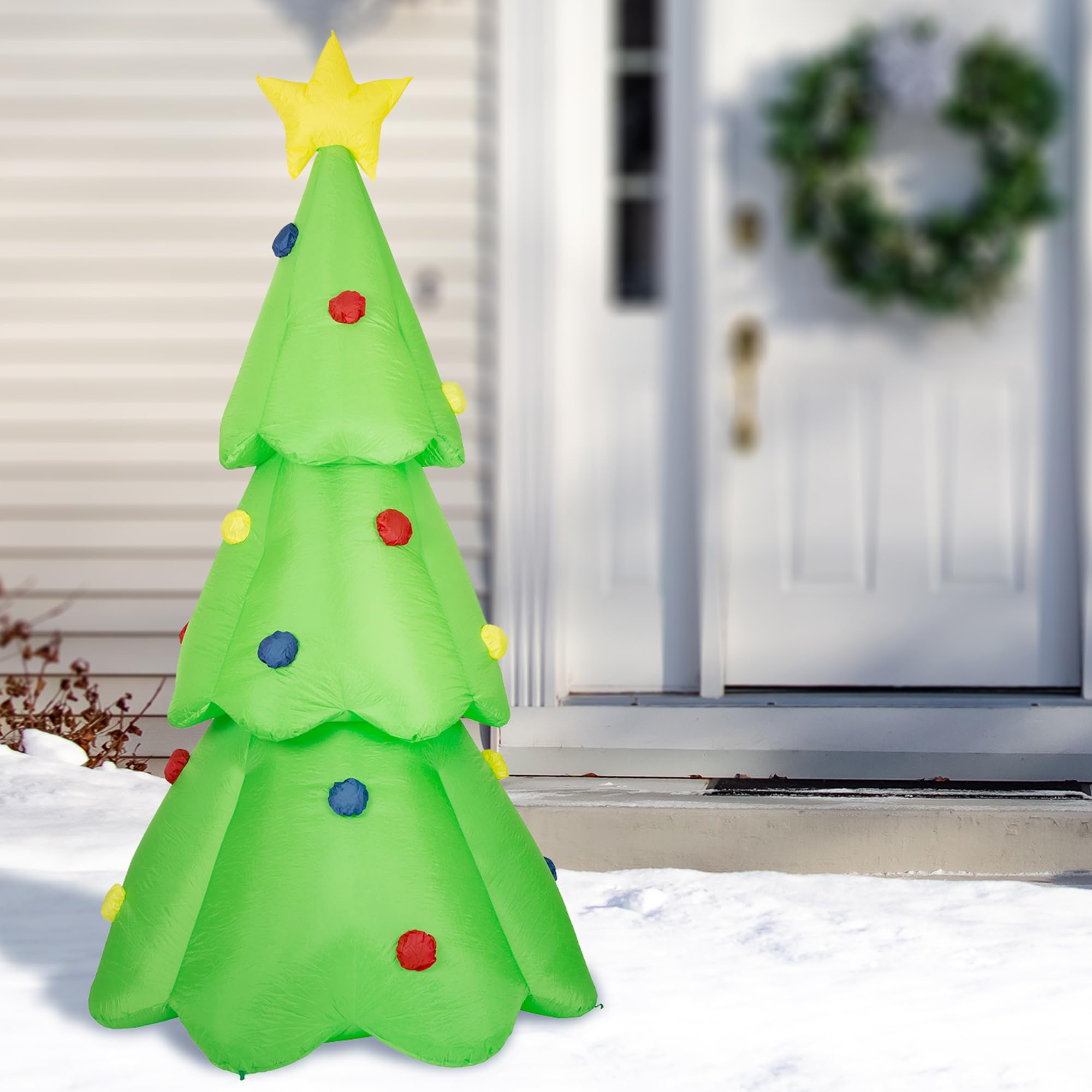 Amazon.co.jp: Glitzhome 9フィート クリスマスツリー 空気注入式 装飾