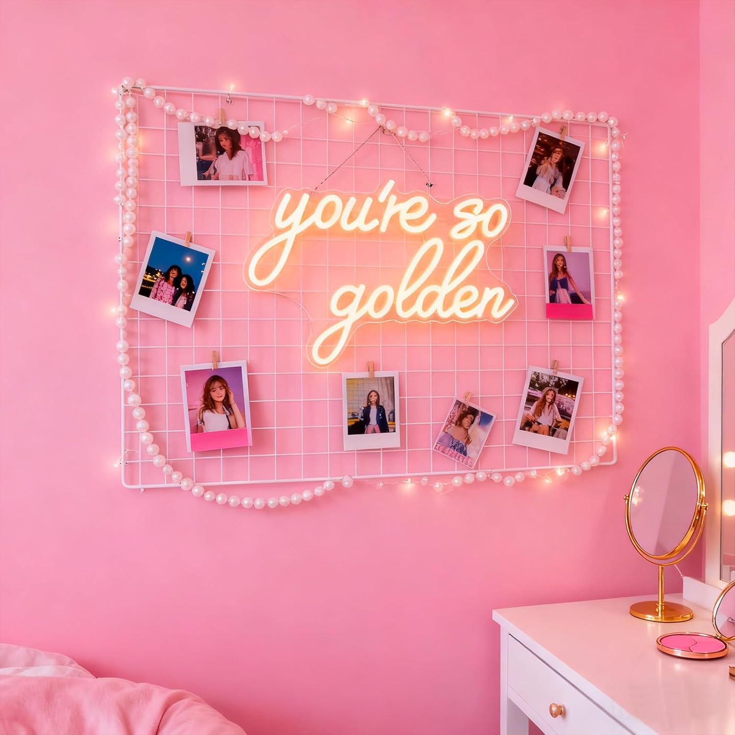 You're So Golden Neon Sign Warm White LED Light for Wall Decor Aesthetic Dimmable Neon Signs for Bedroom, Vanity, Living Room, Birthday Party, Wedding Engagement, Gifts for Women, Girls, Teen Room Decor