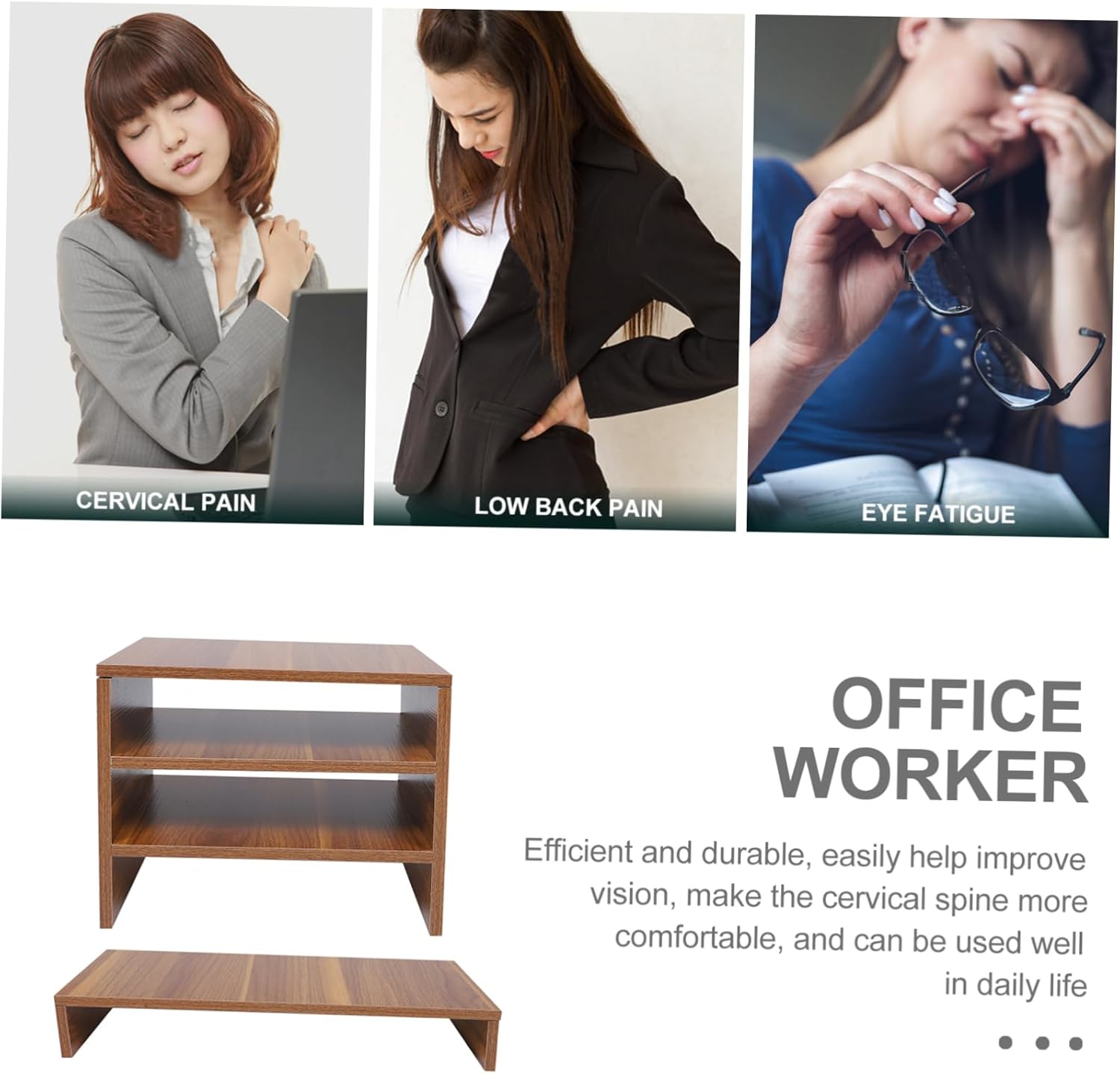 jojofuny Monitor Riser Desk Riser for Laptop Wooden Craft Monitor Rising Rack Computer Heightening Stand