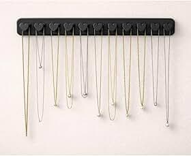 Organizador de Joias de Parede Porta Bijuterias com 10 Ganchos de Coração Suporte para Pendurar Colares Brincos e Pulseiras em PLA (Preto,1)
