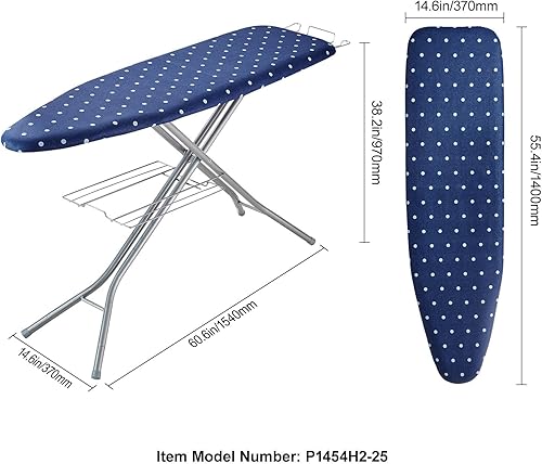 Miniatura 7 de Tabla de planchar con bandeja de almacenamiento inferior, tabla de hierro gruesa de 4 capas con cubierta resistente al calor y cubierta 100%