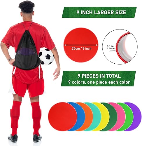 Miniatura 5 de Marcadores de puntos de polietileno para suelo de gimnasio, puntos de goma antideslizantes, 9 pulgadas, 7182736 unidades, marcadores de agilidad,