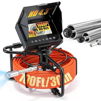 Sewer Camera 100ft - Waterproof, 8500mAh, 32GB Storage
