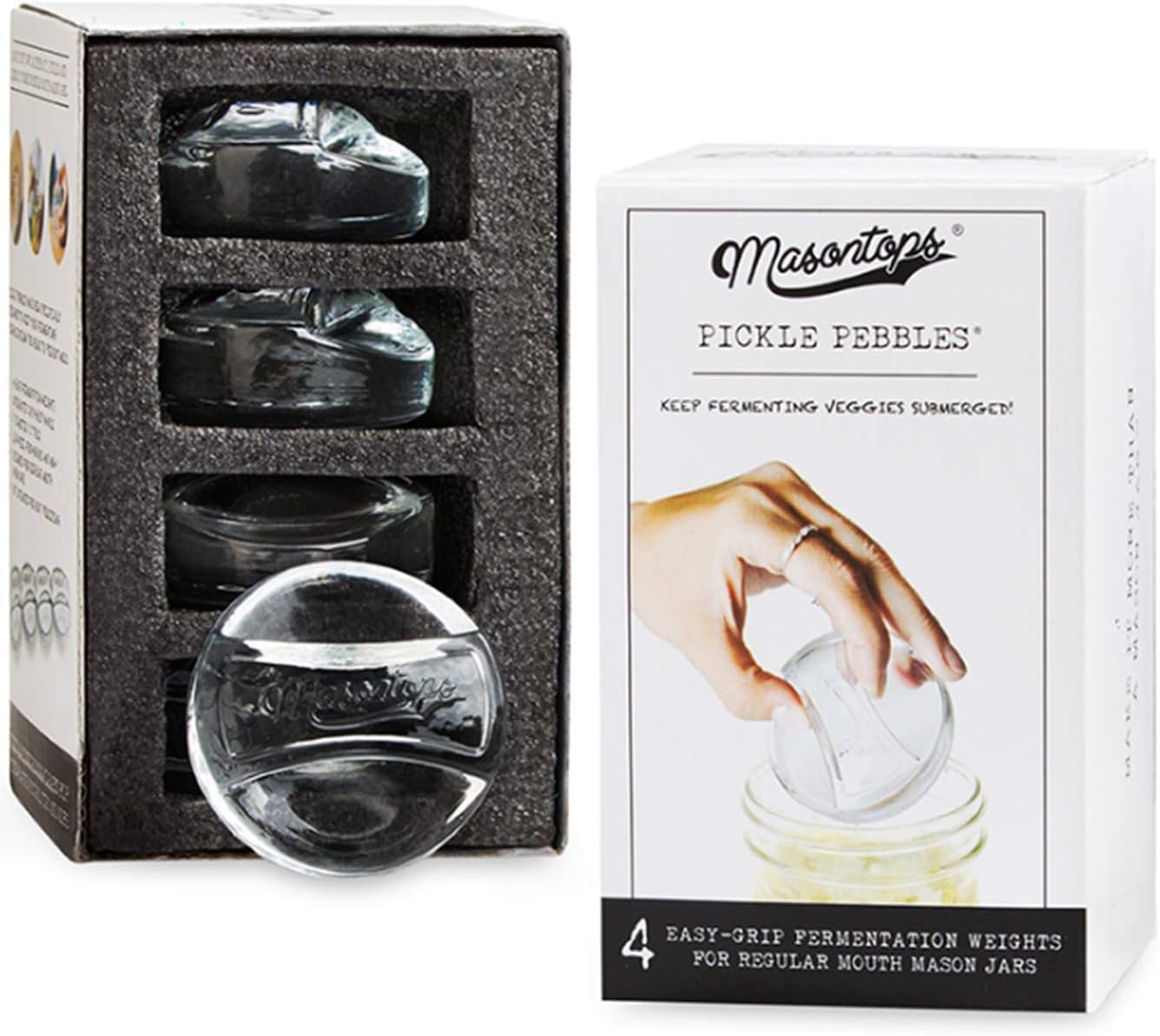 Masontops Pickle Pebble Glass Fermenting Weights - Pickling Fermentation Weight Set - Small Mouth Size For Mason Jar Fermentation Kit