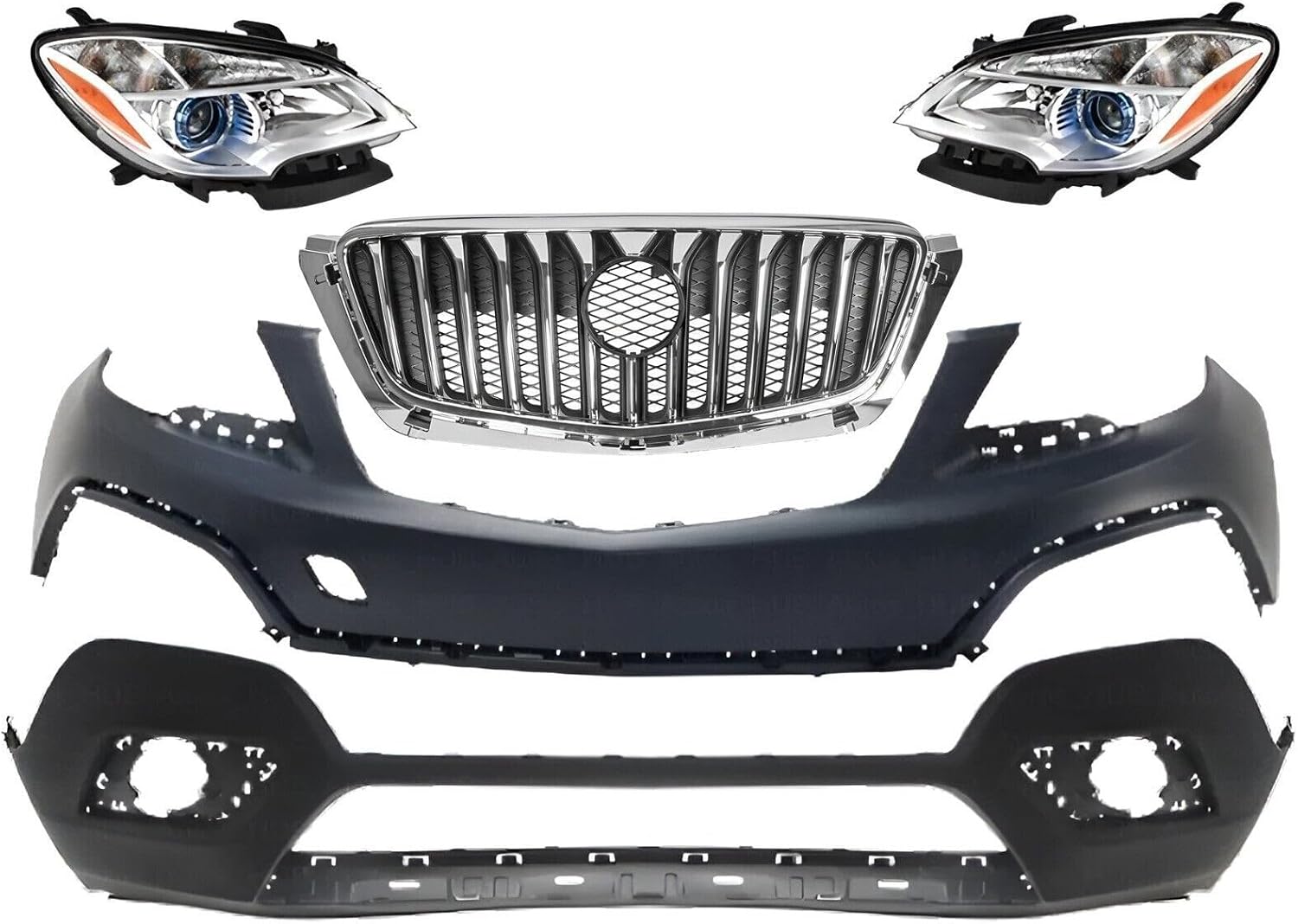 Front Bumper Cover Fascia & Grille Assembly Kit Fit for BU1CK Encore 2013-2016 Bumper Grille Cover Headlight Kit