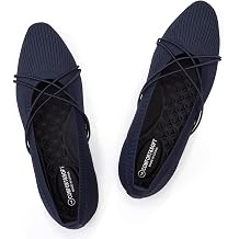 Frank Mully Womens Square Toe Flats Comfortable Knit Ballet Flats with Criss Cross Strap Breathable Slip On Shoes Lightweight Work Walking Travel Flats