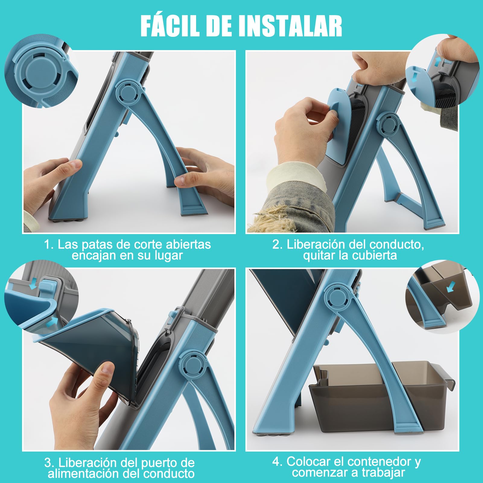 Picadora de Alimentos de Cocina Multifuncional, Trituradora de Verduras Manual para Uso Doméstico y Comercial (BLUE)