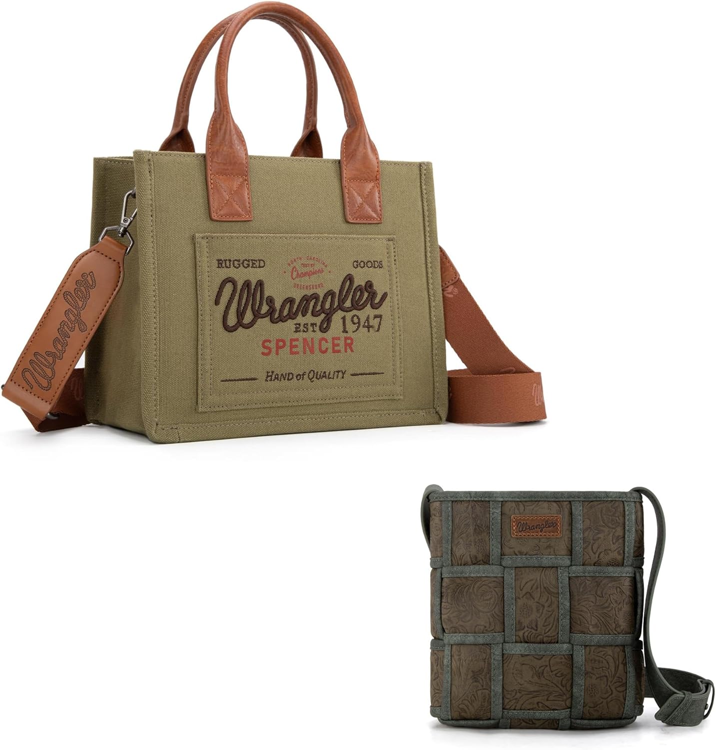 Wrangler Retro Canvas Tote Bag and Woven Crossbody Bag
